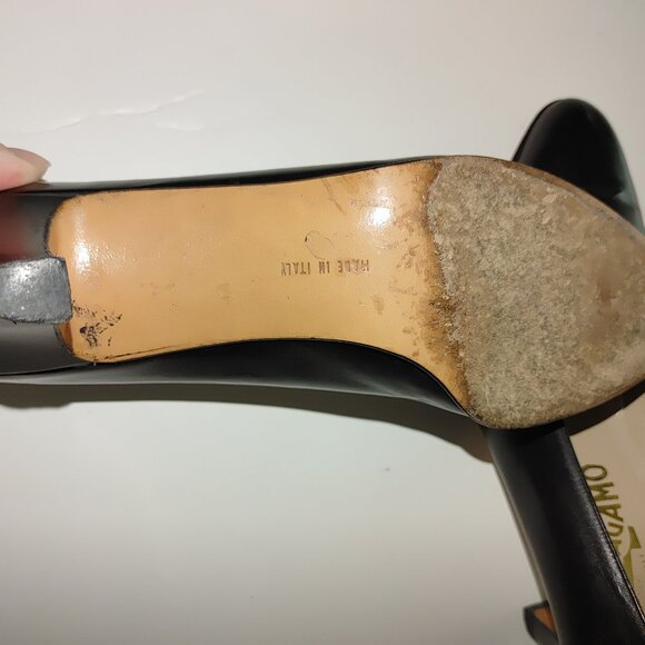 SALVATORE FERRAGAMO Woman's Leather Heels PUMPS Size 10 Pre-owned - Picture 4 of 6